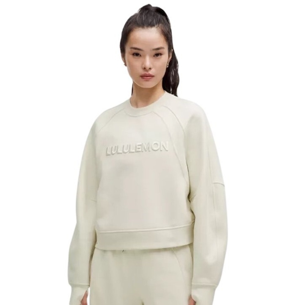 Lululemon‎ Scuba Oversized Pullover Wordmark Sweatshirt in Bone M/L NWT SOLD OUT